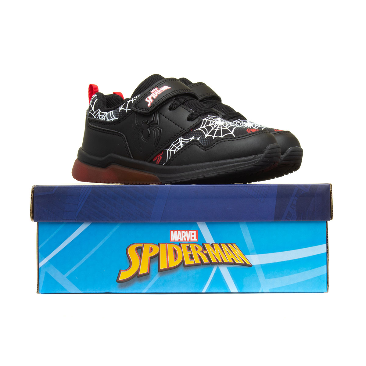 Spiderman Kids Black Light Up Trainer