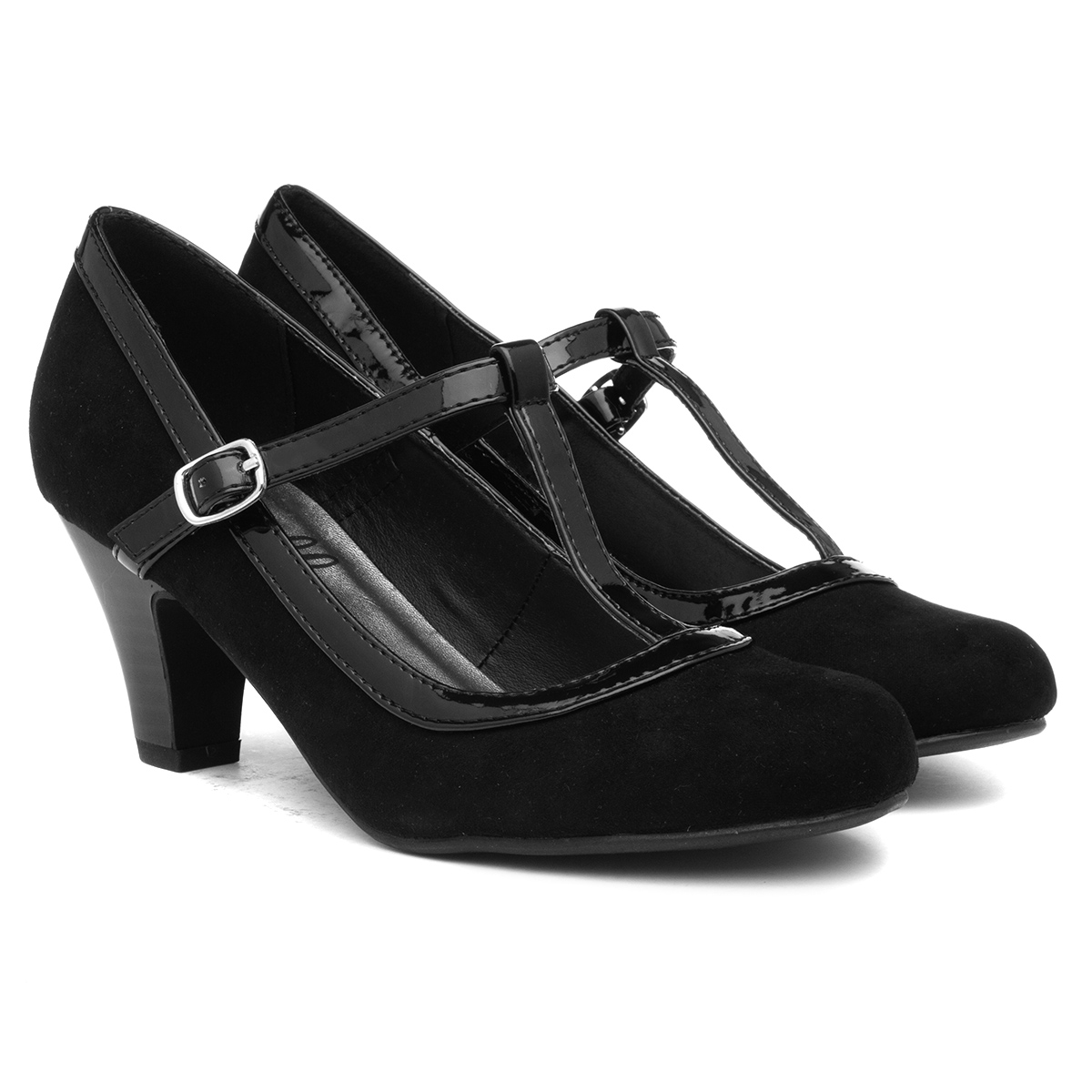 Lilley Vicky Womens Black Faux Suede Court Shoe