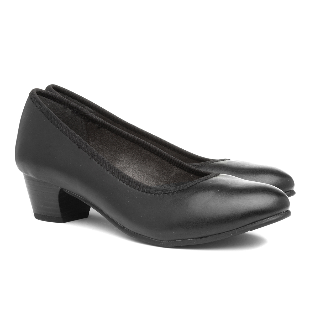 Jana Softline Womens Block Heel Black Court Shoe