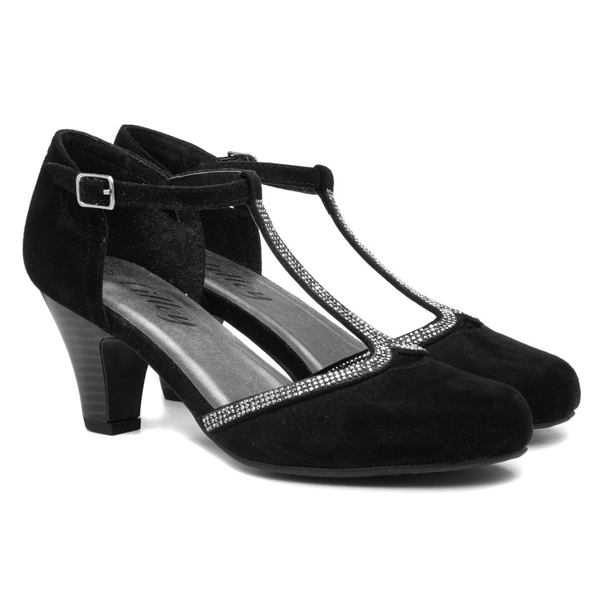 Lilley Vivien Womens Black T-Bar Court Shoe