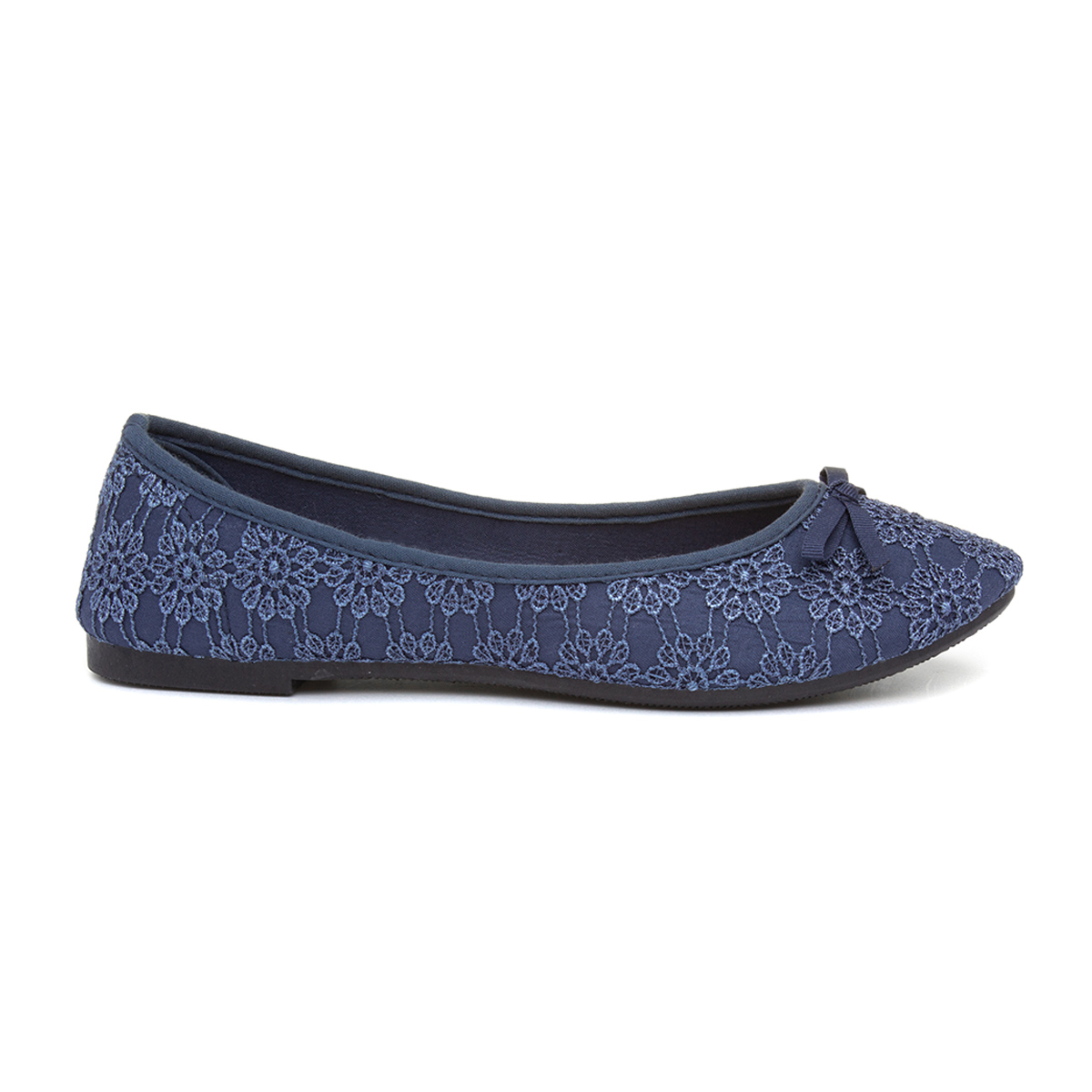 Lilley Gwen Womens Navy Lace Slip On Ballerina