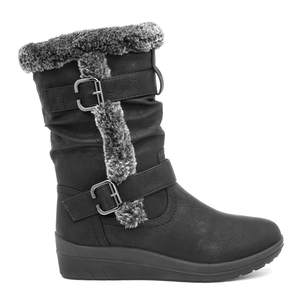 Softlites Women’s Faux Fur Casual Boots in Black