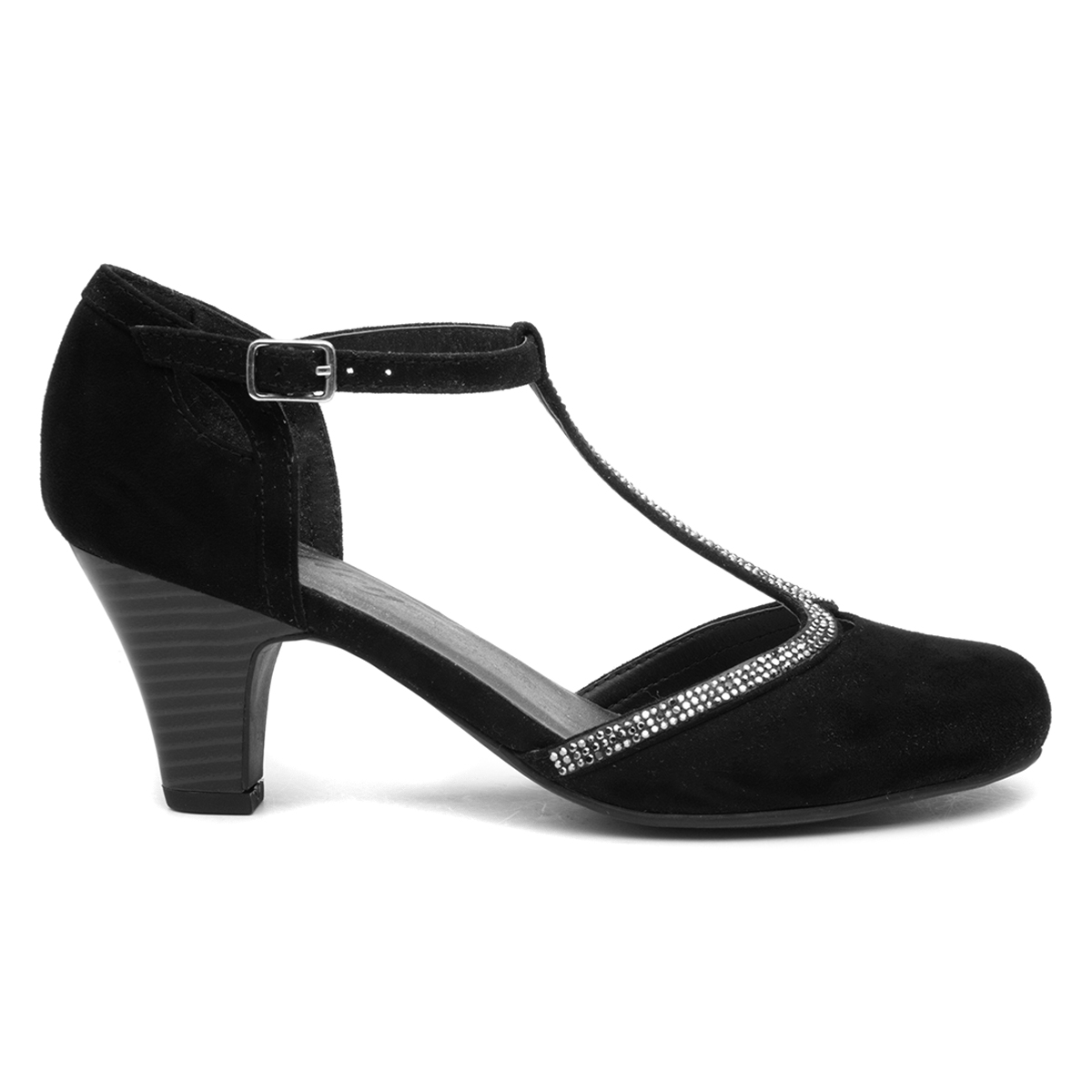 Lilley Vivien Womens Black T-Bar Court Shoe