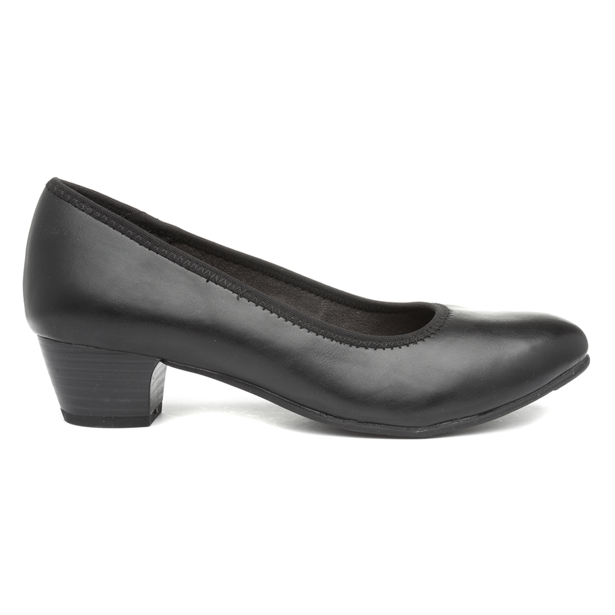 Jana Softline Womens Block Heel Black Court Shoe