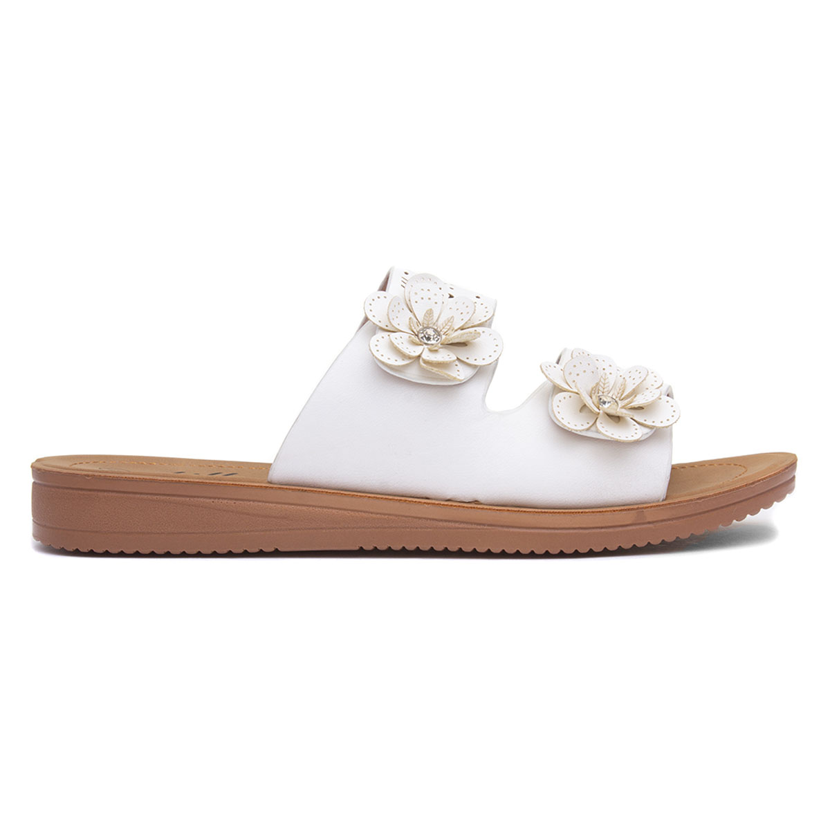 Lilley Sam Womens White Flower Mule Sandal